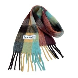 ACME Mohair Checkered Chestnut Brown Scarf